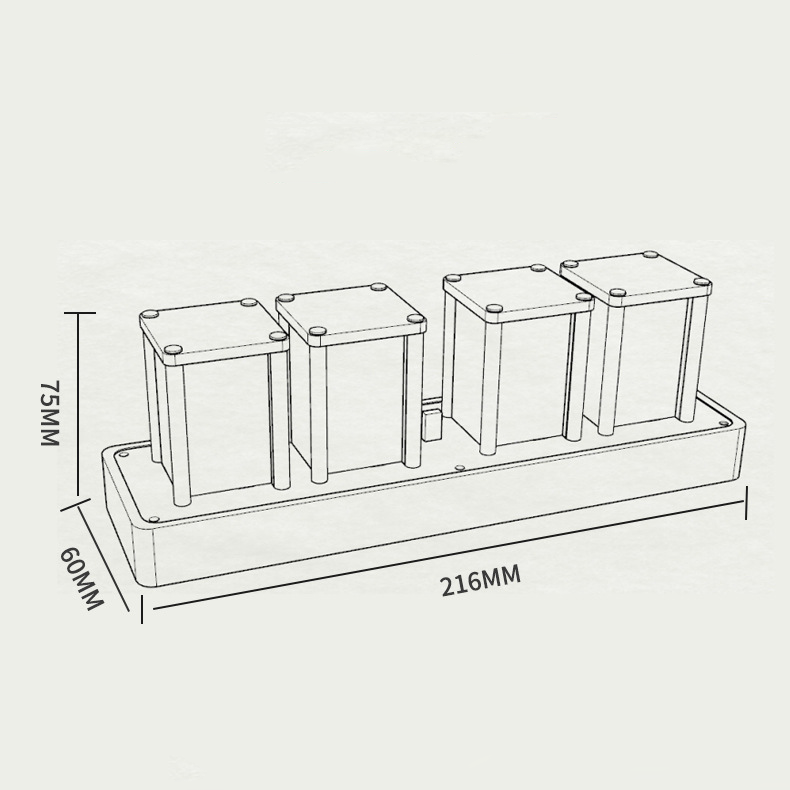 NIXIE 擬輝電子光管時鐘配胡桃木底座